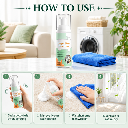 60ml Waterless Carpet Foam Stain Remover With Towel