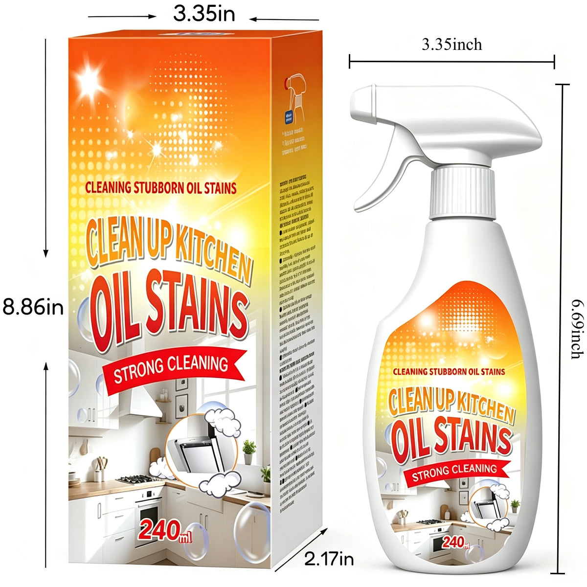 240ml Kitchen Degreaser Spray, Kitchen Oil Stains Spray